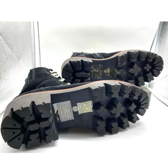 Jeffrey Campbell Culvert Black Suede Sherpa lining Combat Boot - Black 5.5 - Picture 3 of 9